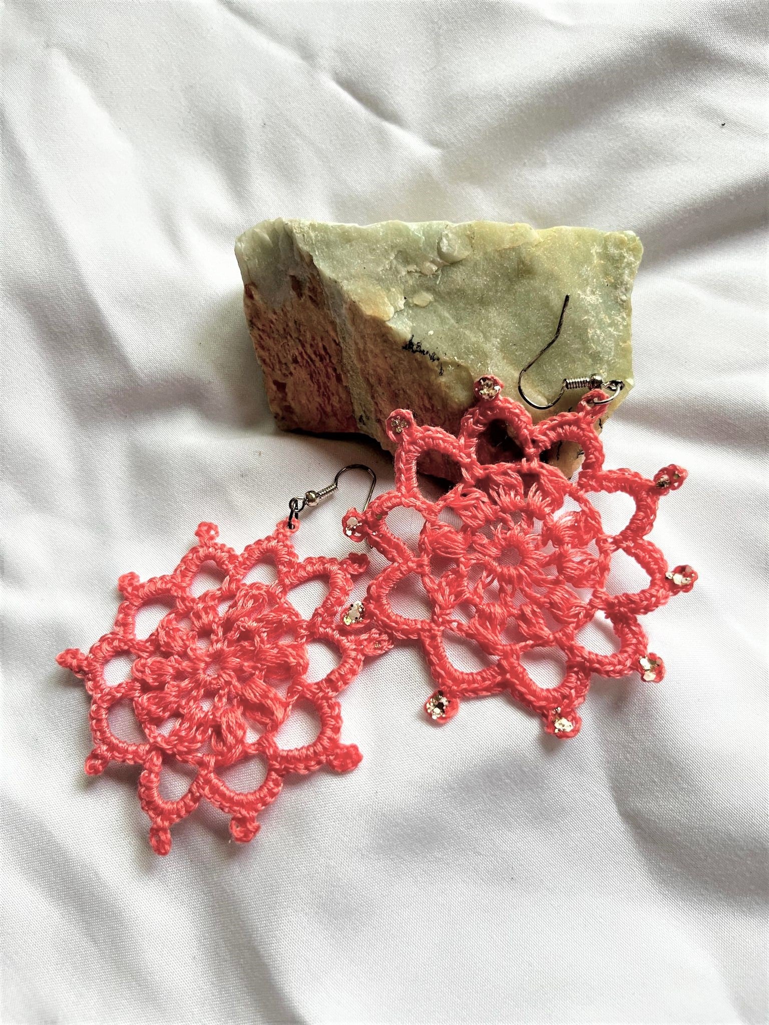 HAND CROCHET STAR Earrings 2.5"