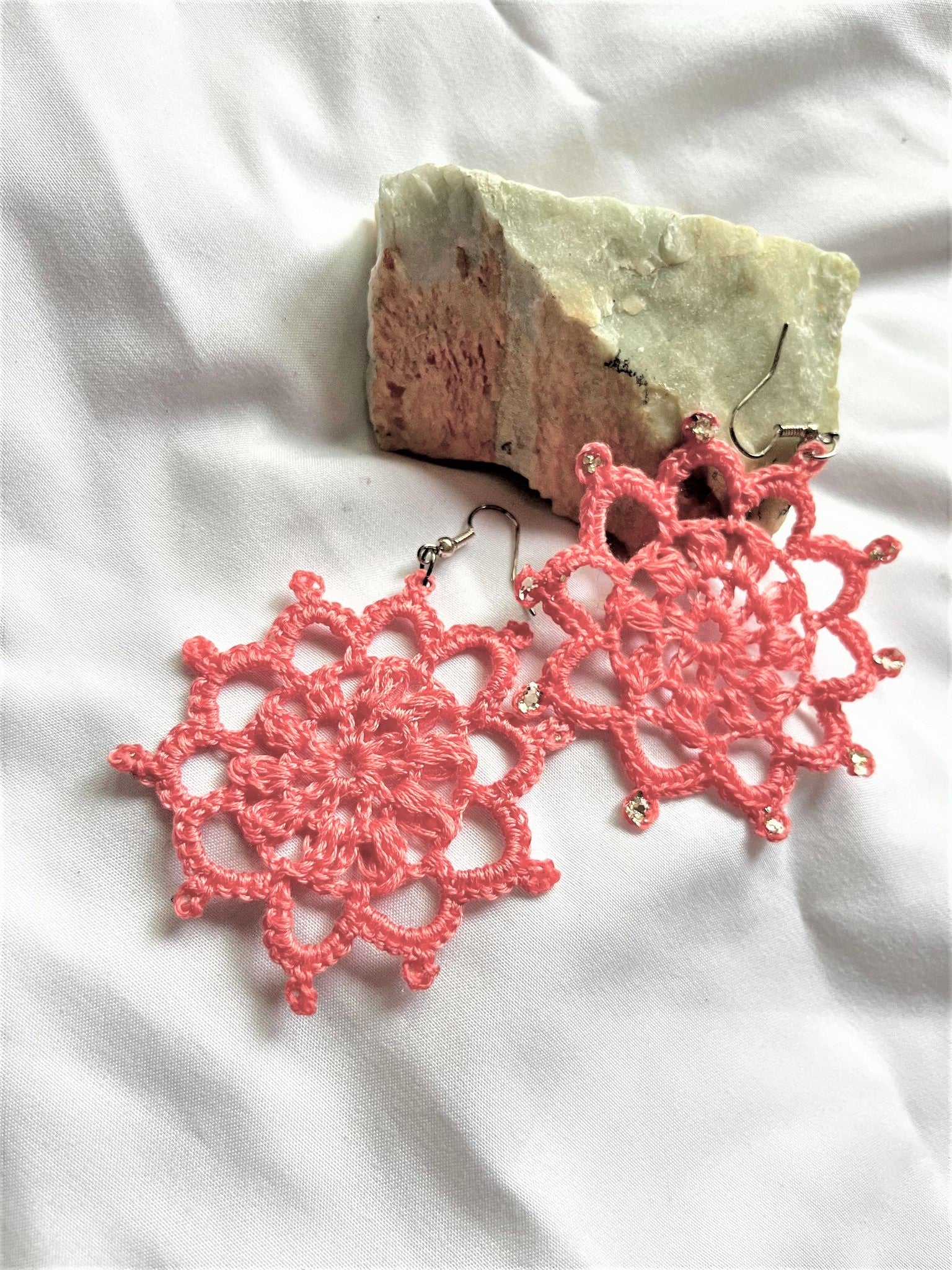 HAND CROCHET STAR Earrings 2.5"