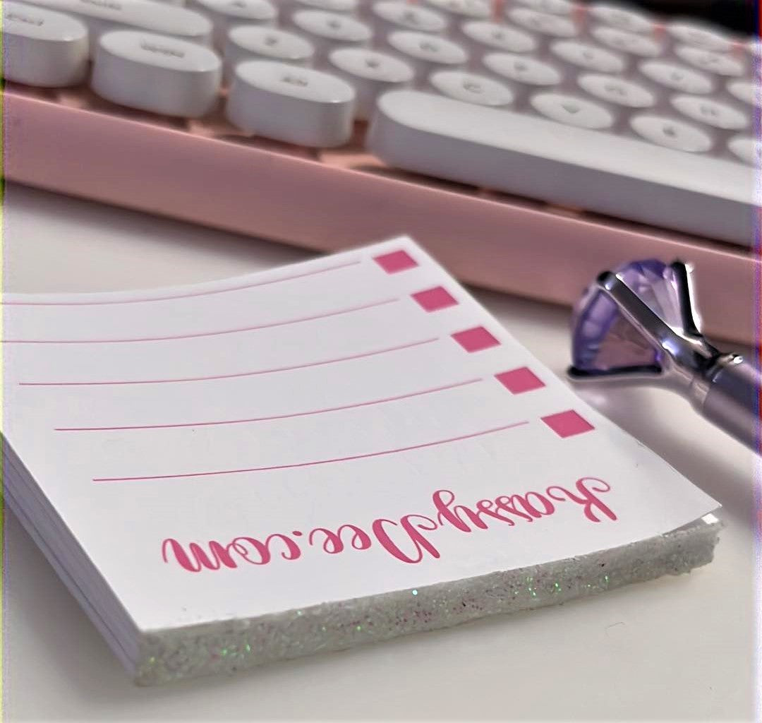 Pink Custom Notepad and Pink Diamond Pen