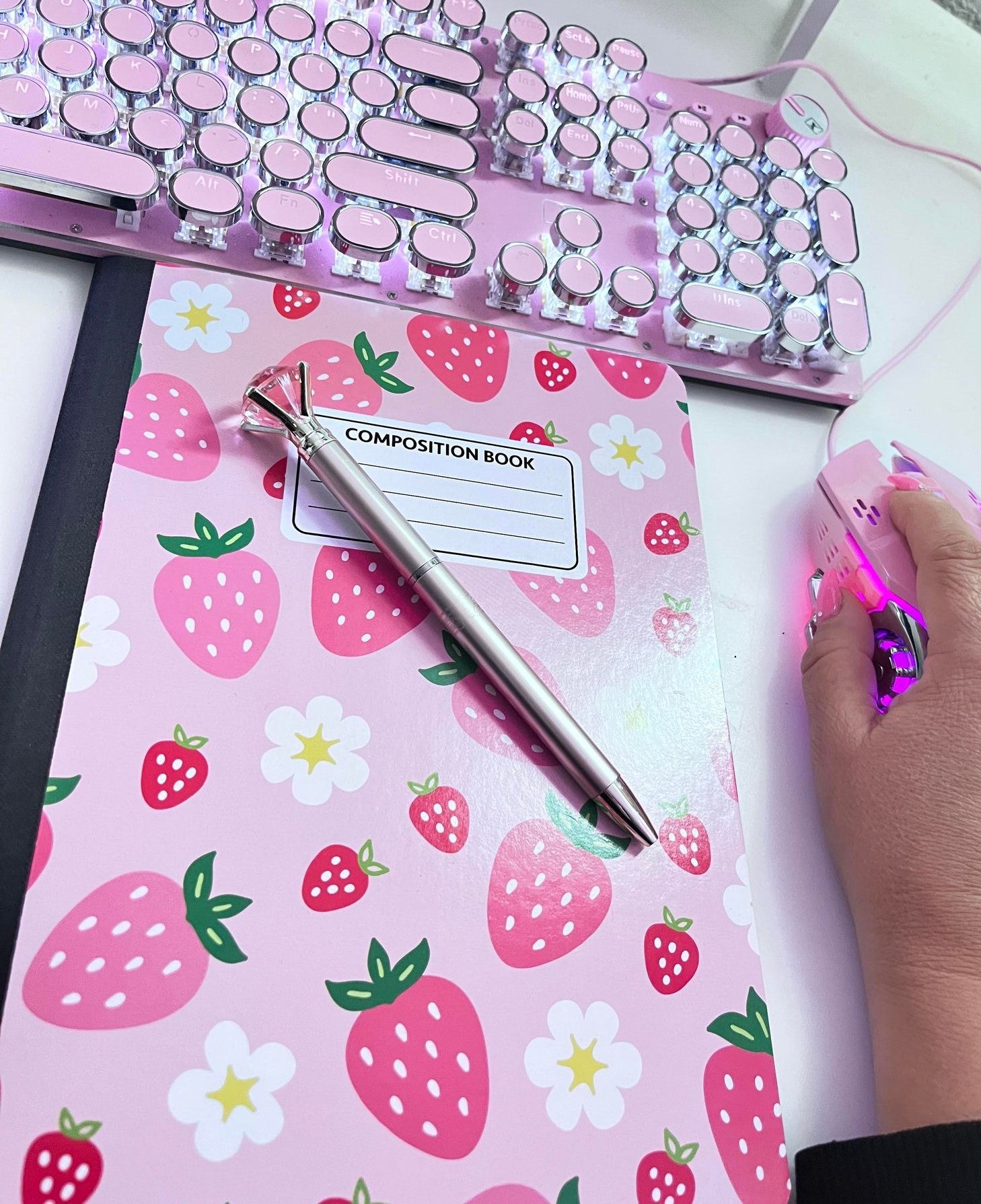Strawberry Composition Book & Diamond Pen