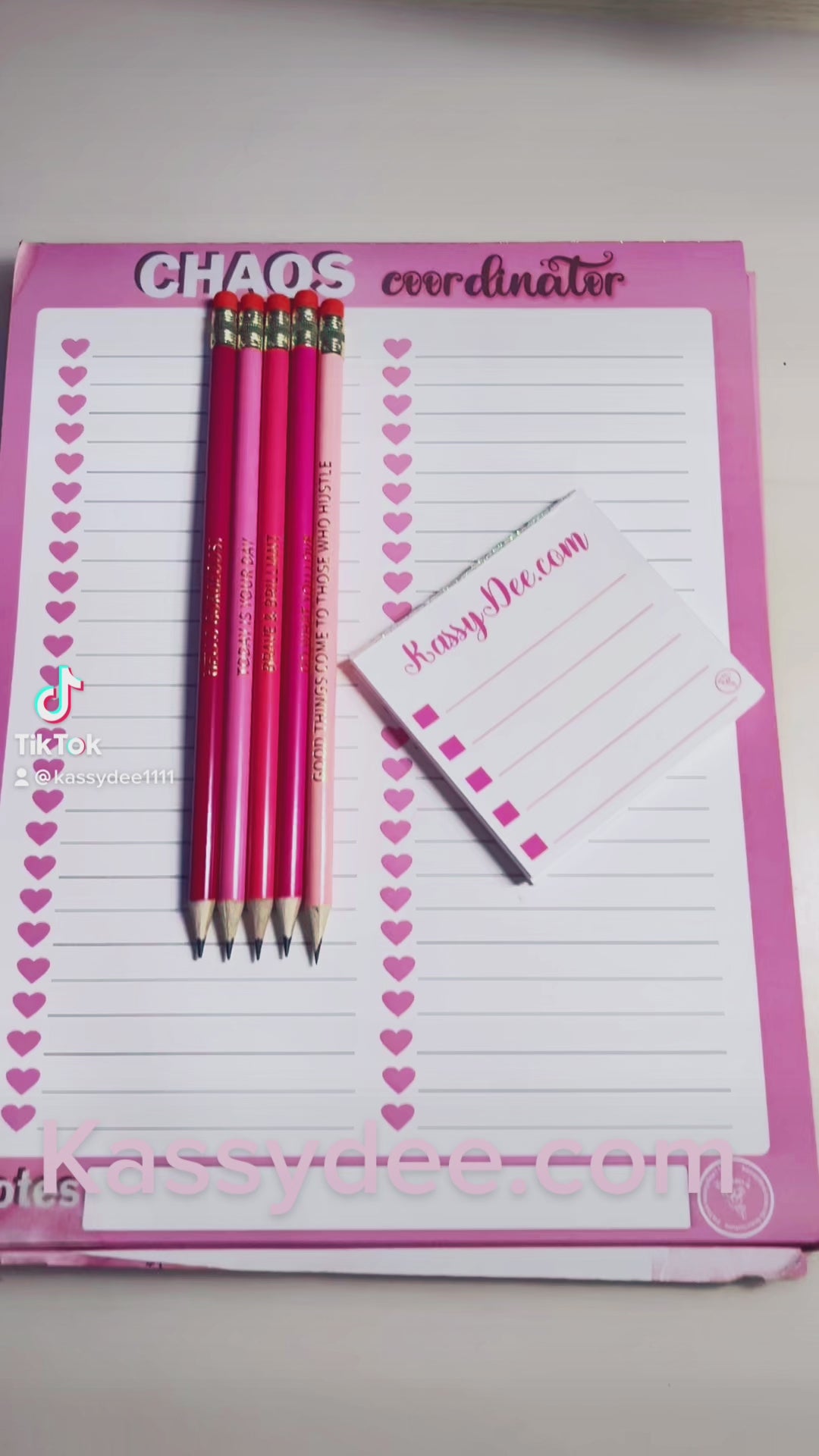 Pink gold foil motivational 3 pencils