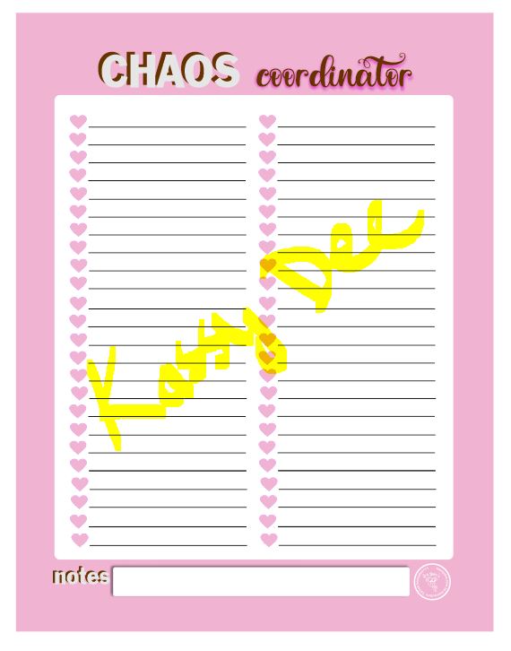 CHAOS Coordinator Notepad and Pink Diamond Pen