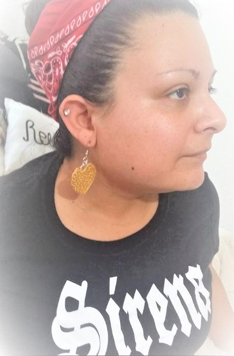 Gold Glitter Crochet Earrings