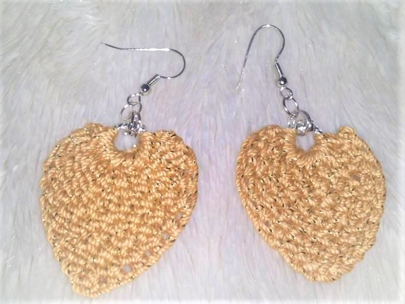 Gold Glitter Crochet Earrings