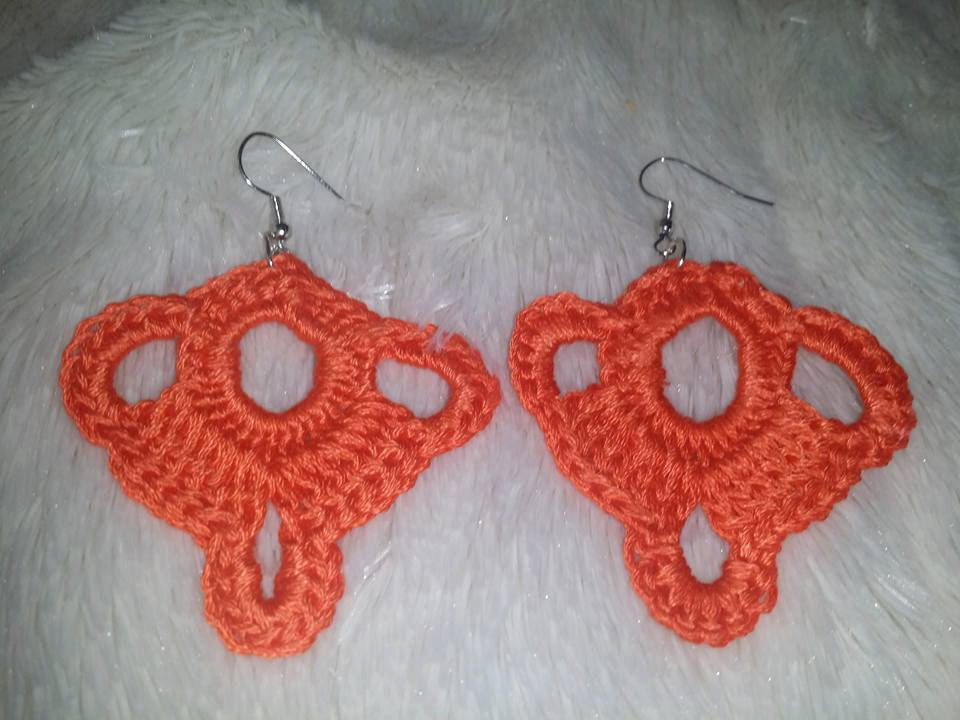 1 Pair CROCHET Dangle EARRINGS Hand made Yarn earrings
