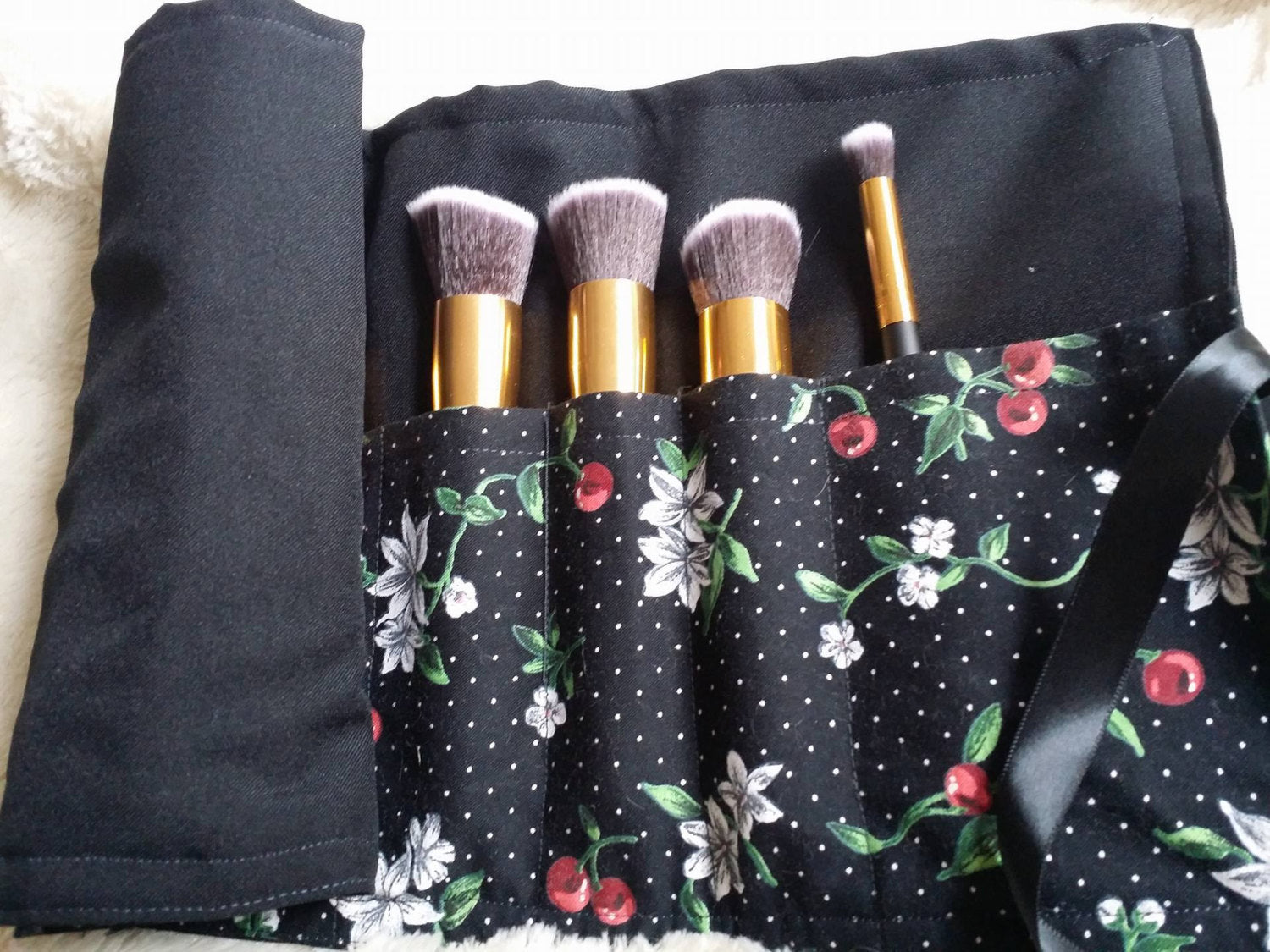 Red Cherries Make Up Brush Holder
