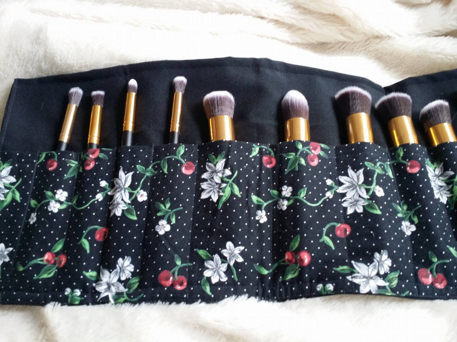 Red Cherries Make Up Brush Holder