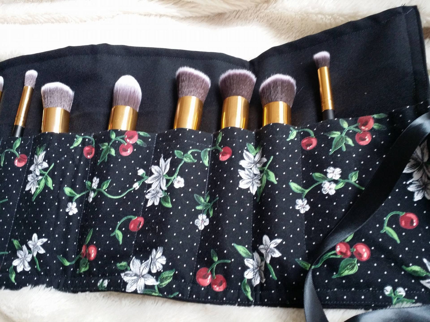 Red Cherries Make Up Brush Holder