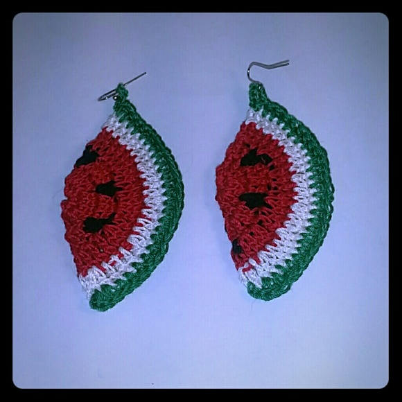 SUMMER SWEET WATERMELON 1 Pair of Hand Crochet 3" ripe just in time for those hot summer nights