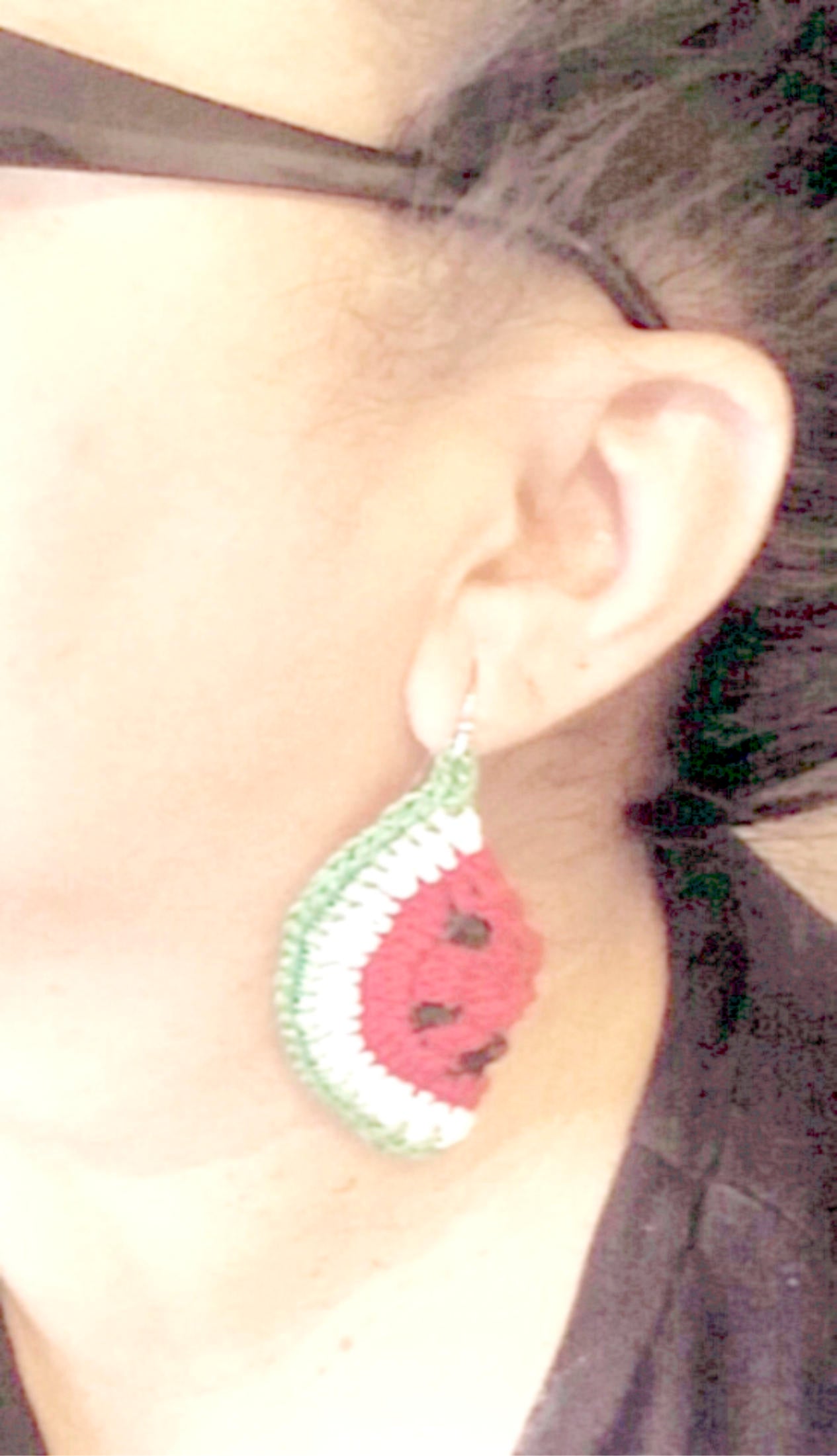 SUMMER SWEET WATERMELON 1 Pair of Hand Crochet 3" ripe just in time for those hot summer nights