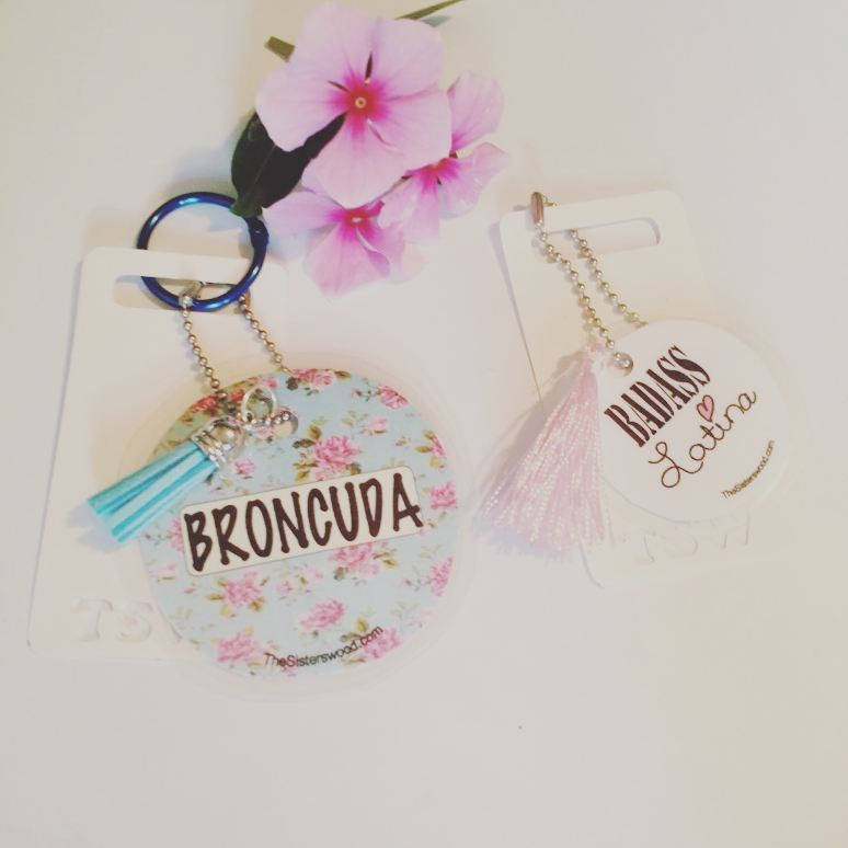 BRONCUDA Flower Laminated Purse or Planner Tag 3" with Tassle