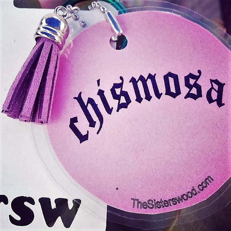 CHISMOSA Pink Laminated Purse or Planner Tag 3" with Tassle