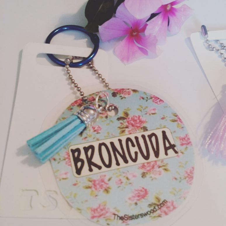 BRONCUDA Flower Laminated Purse or Planner Tag 3" with Tassle