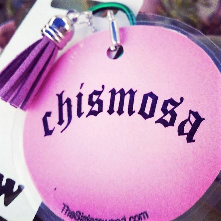 CHISMOSA Pink Laminated Purse or Planner Tag 3" with Tassle