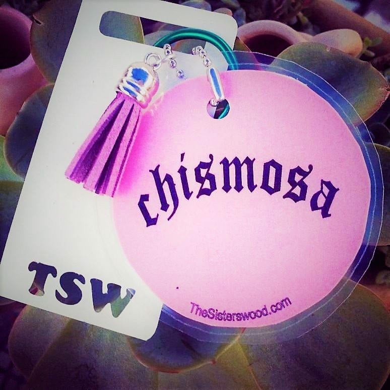 CHISMOSA Pink Laminated Purse or Planner Tag 3" with Tassle