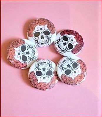 SUGAR SKULL 1.5" Pin Button