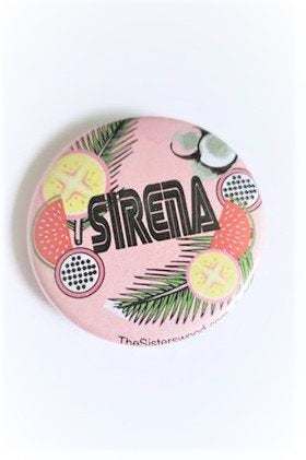 SIRENA TROPICAL PIN  Palm Tree Kiwi Button 1.5"
