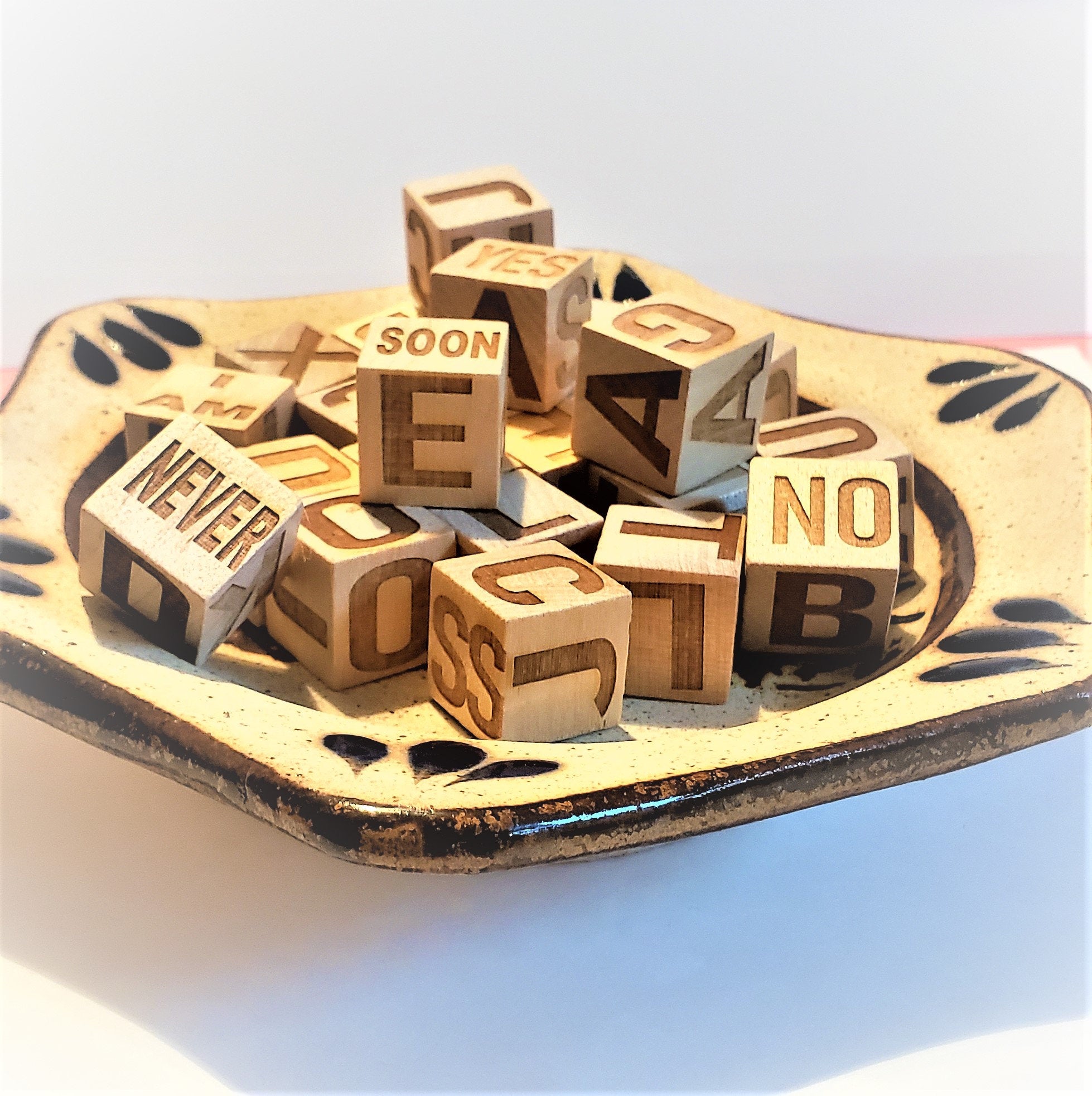 WOODEN SPIRIT DICE 25 Laser Engraved .75" cubes