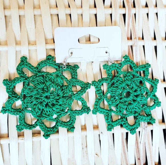 HAND CROCHET STAR Earrings 2.5"