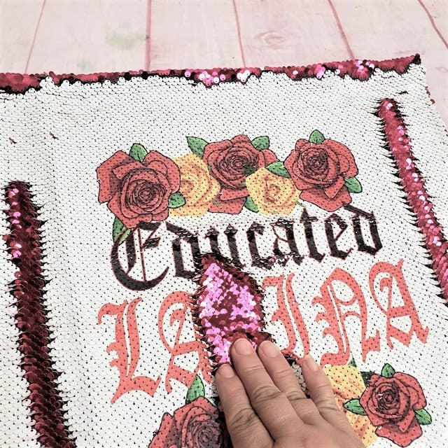 EDUCATED LATINA ROSES Sequin Pillow Case Home Interior Design Bedroom Decor 16"