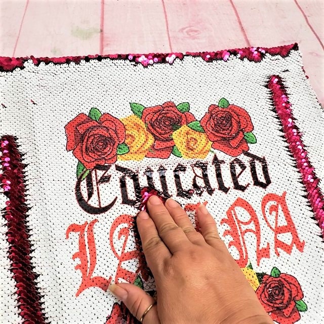 EDUCATED LATINA ROSES Sequin Pillow Case Home Interior Design Bedroom Decor 16"