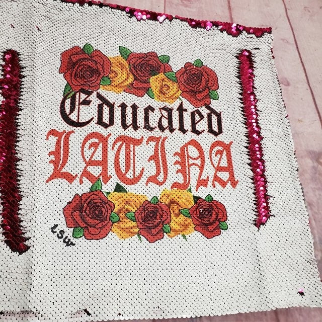 EDUCATED LATINA ROSES Sequin Pillow Case Home Interior Design Bedroom Decor 16"