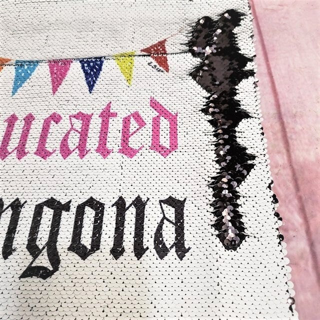 EDUCATED CHINGONA BANNERS Sequin Pillow Case Home Interior Design Bedroom Decor 16"