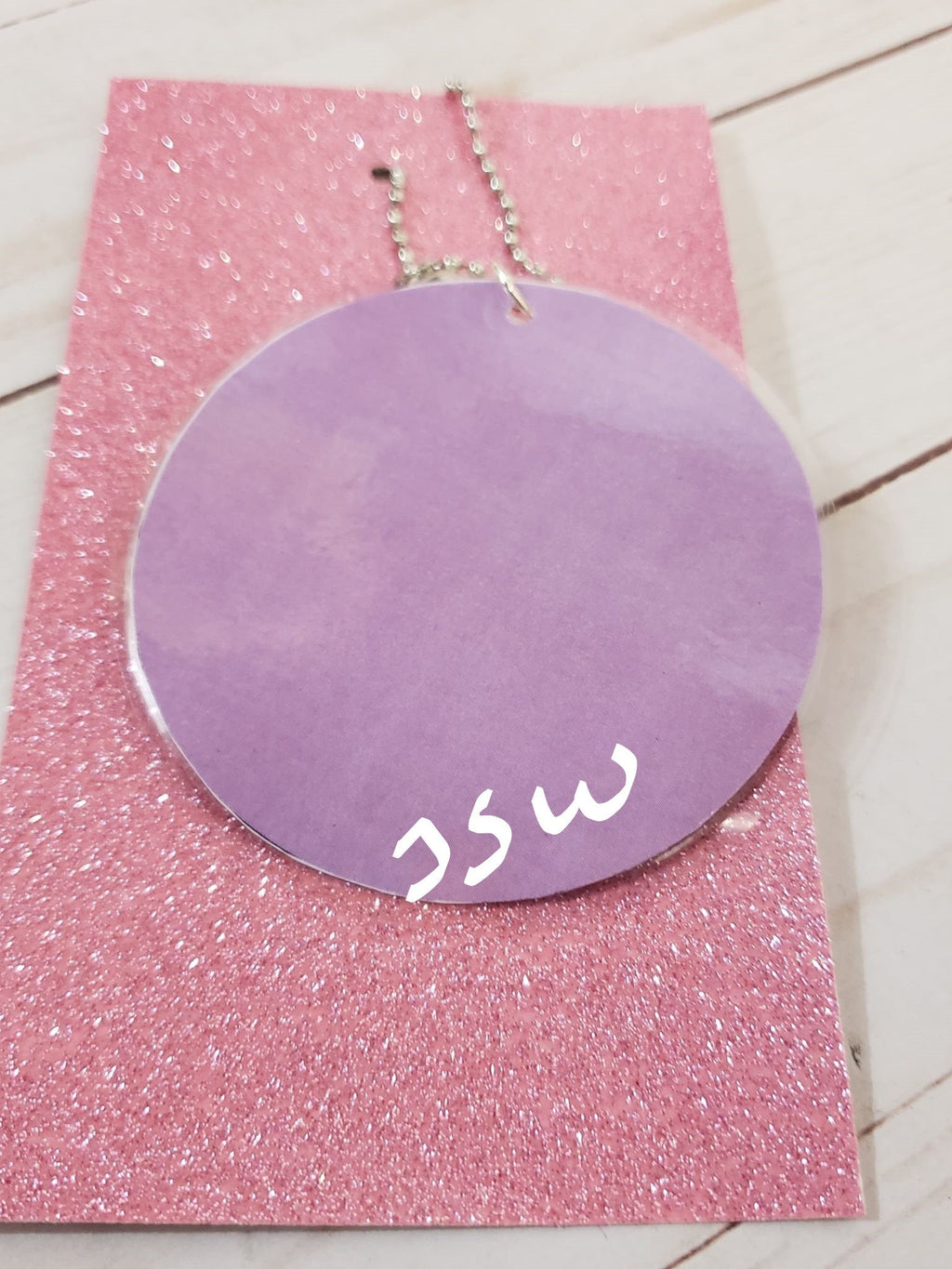 COMO LA FLOR Pink Laminated Purse or Planner Tag 3" with Tassle Lilac