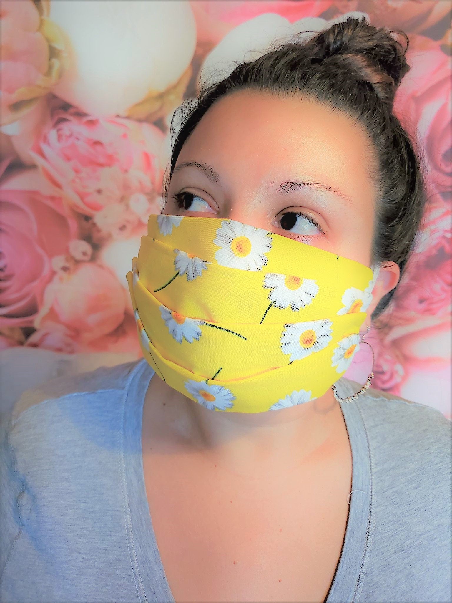 DAISIES YELLOW MASK Adult Face Mask Double Layer We can customize it Mask Cover Washable Reusable Made in United States Orange, California