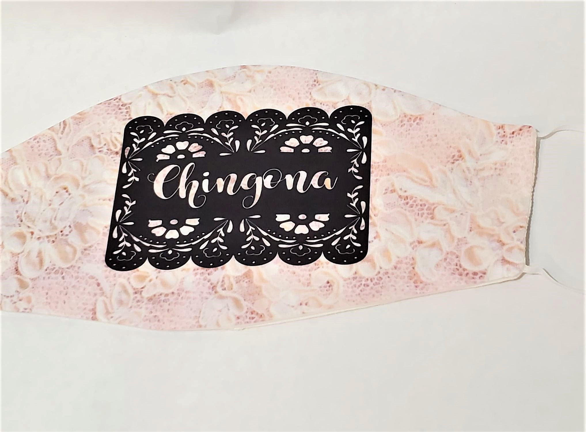 CHINGONA PINK LACE Papel Picado Print Adult Face Mask Double Laye