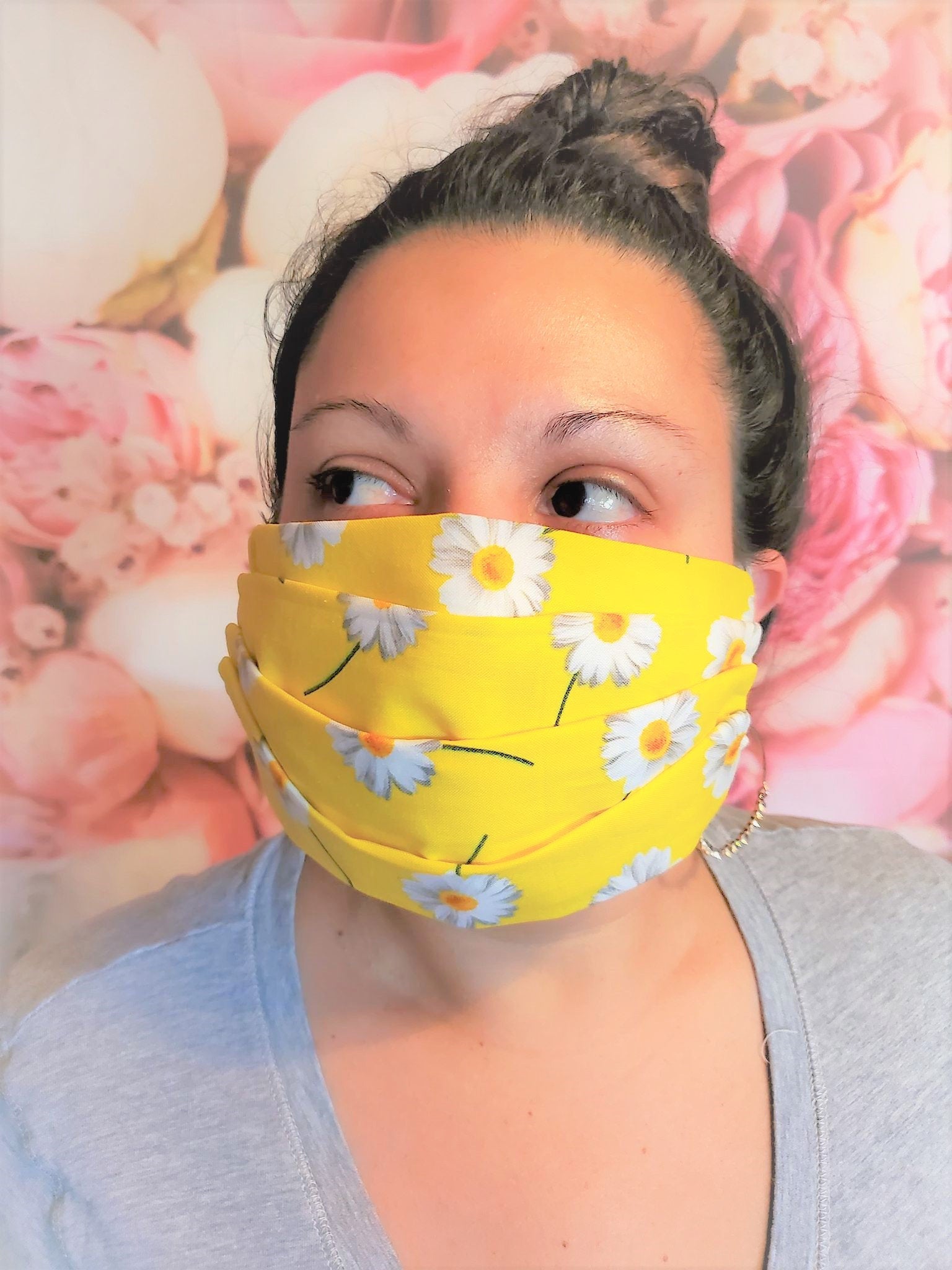 DAISIES YELLOW MASK Adult Face Mask Double Layer We can customize it Mask Cover Washable Reusable Made in United States Orange, California