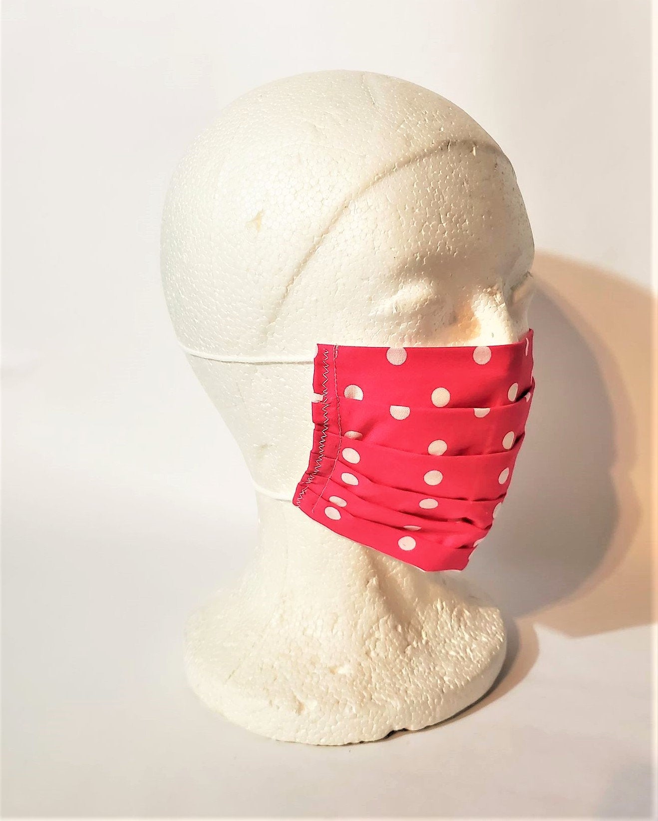 PINK WHITE POLKADOT Adult Face Mask Double Layer Face Cover Washable Reusable Made in Orange, California