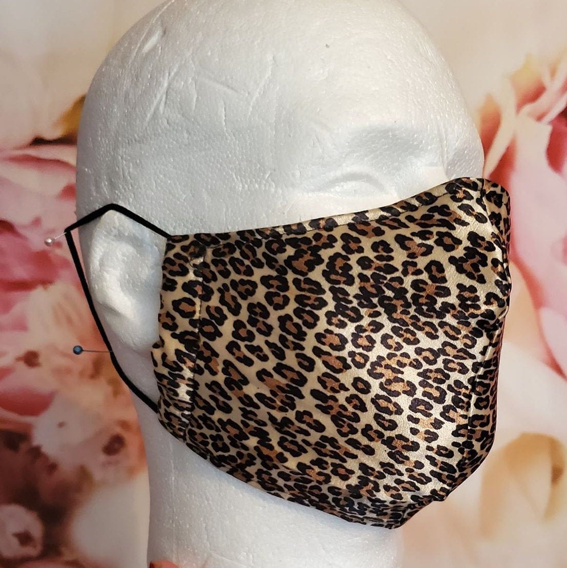 CHEETAH SILKY BROWN Adult Face Mask Double Layer Face Cover Washable Reusable Made in Orange, California