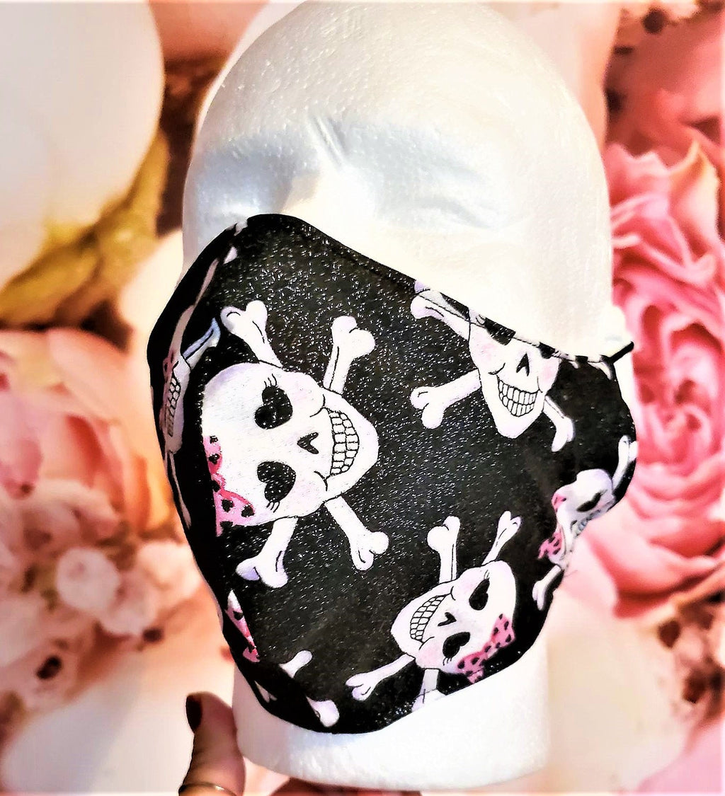 GLITTER SKULL with BOW Adult Face Mask