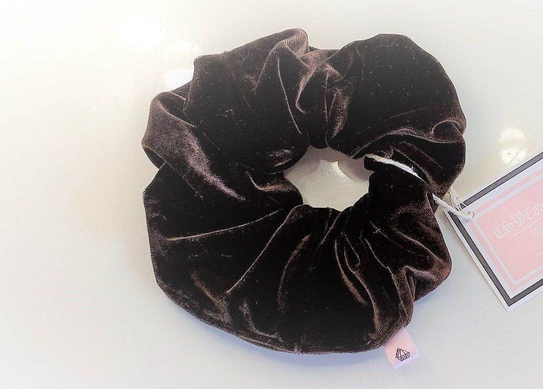 VELVET LUX SCRUNCHIE Brown Hair Tie Scrunchy Hair Accessory Scrunchie vsco Scrunchies Hair Tie Hair Scrunchies