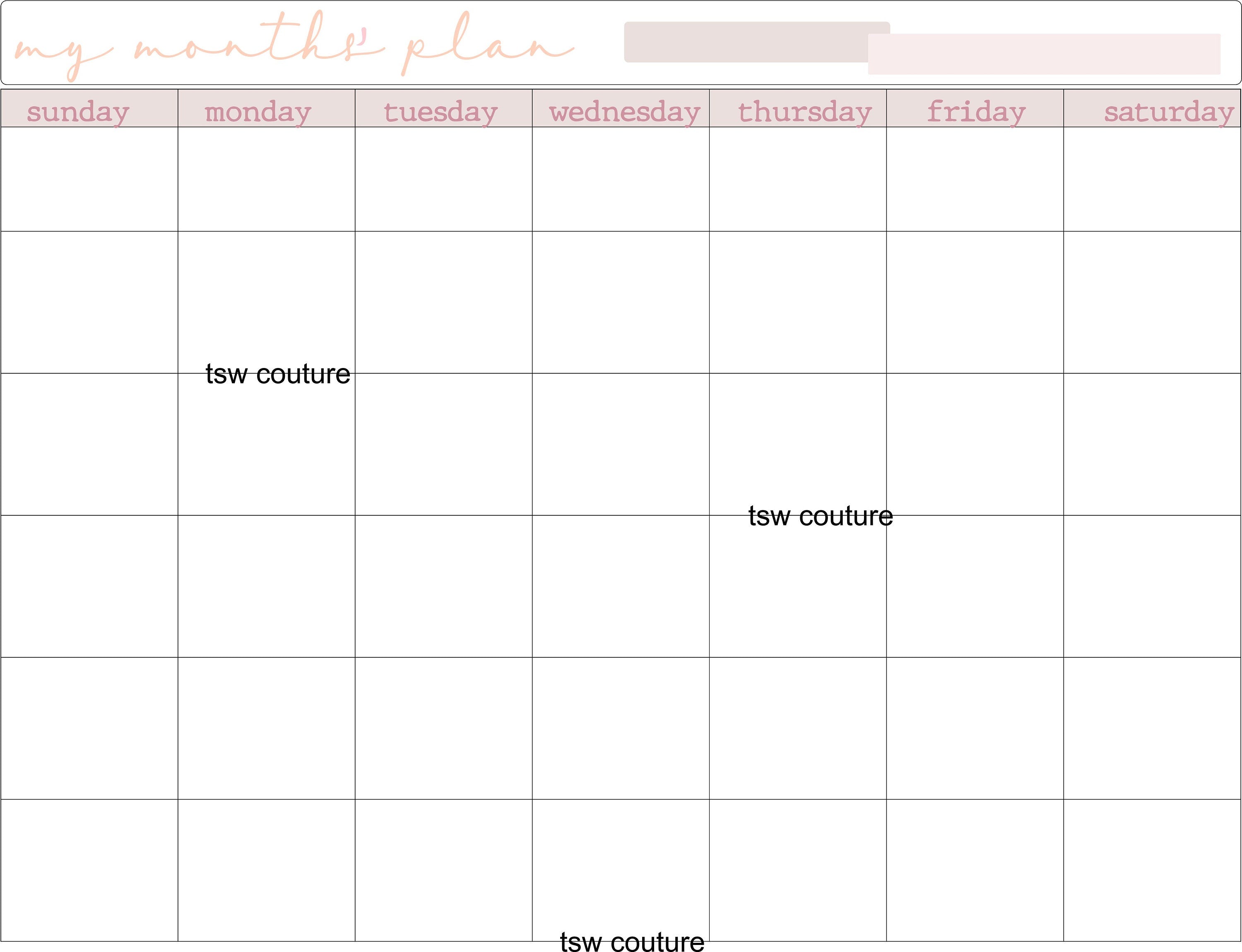 Digital Undated Pink Monthly Planner Page Landscape Notepad for Goodnotes or other apps that use PDFs page insert in pink 3 pdf files