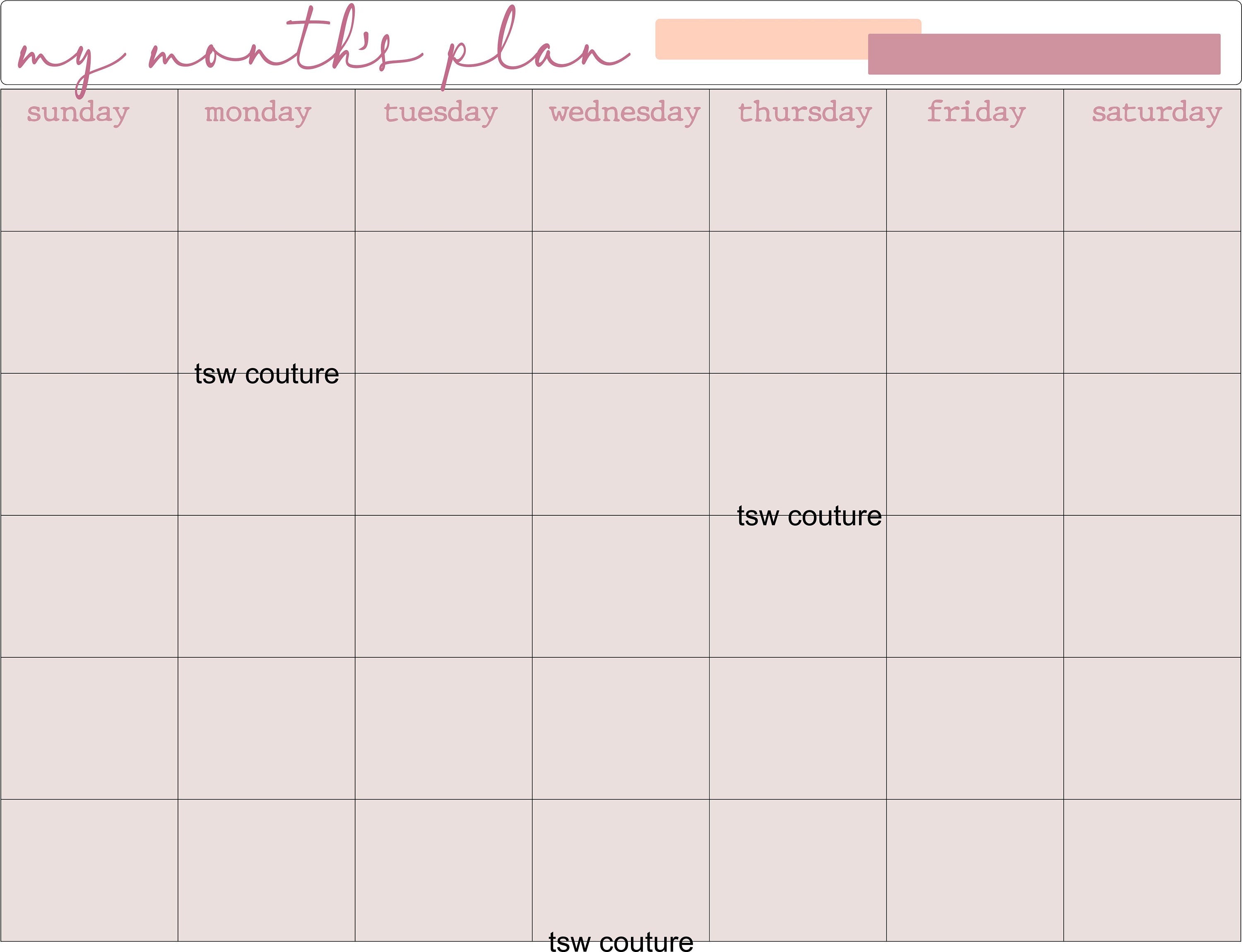 NEUTRAL Digital Undated Monthly Planner Page