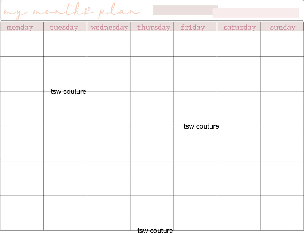 NEUTRAL Digital Undated Monthly Planner Page