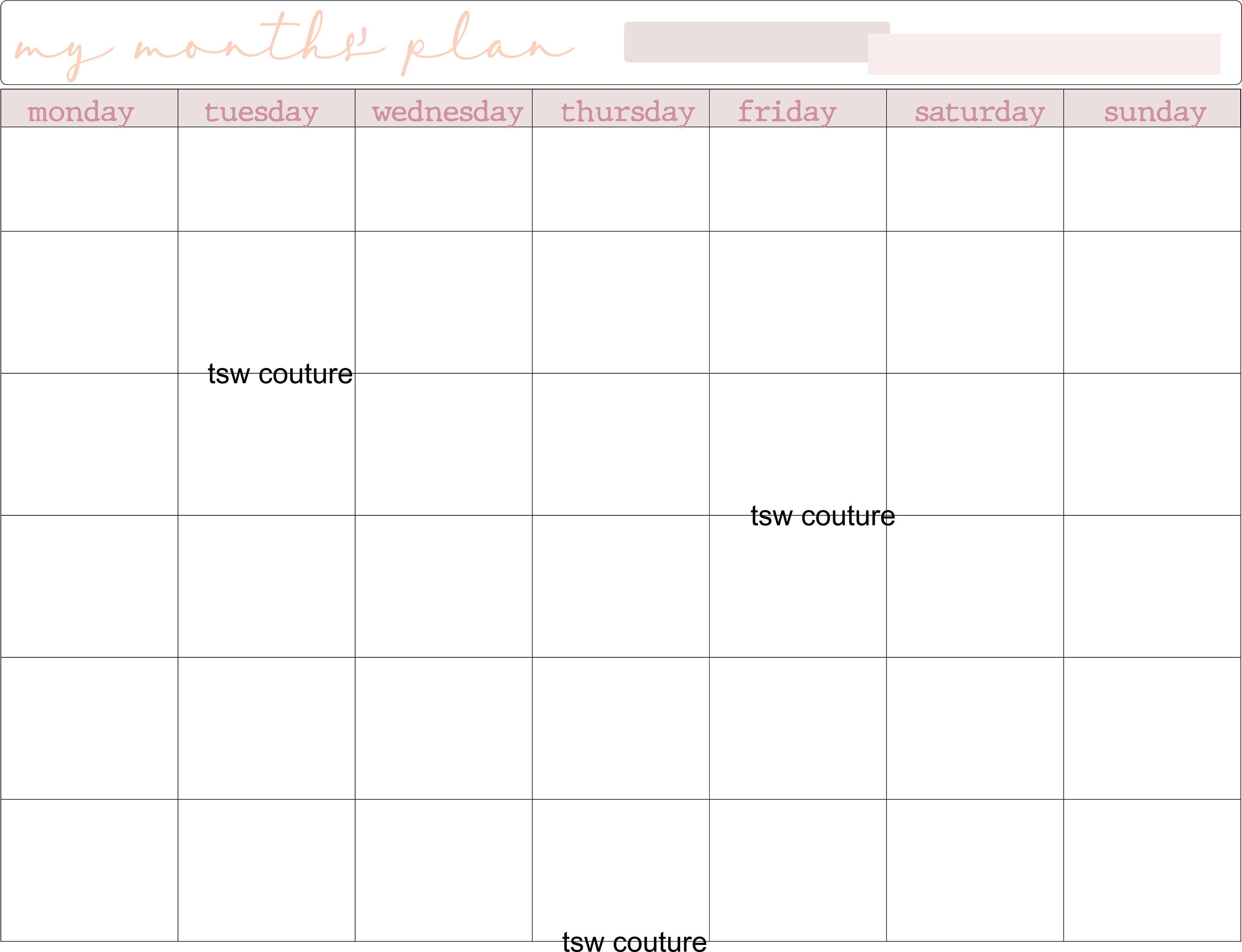 NEUTRAL Digital Undated Monthly Planner Page