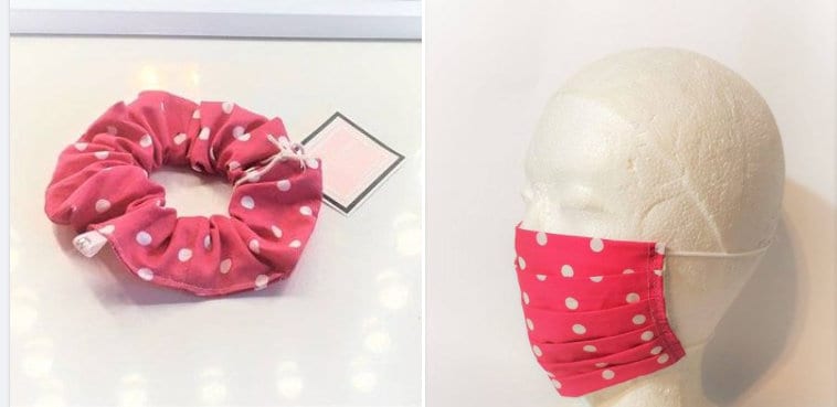 PINK POLKA SCRUNCHY & MASK SET