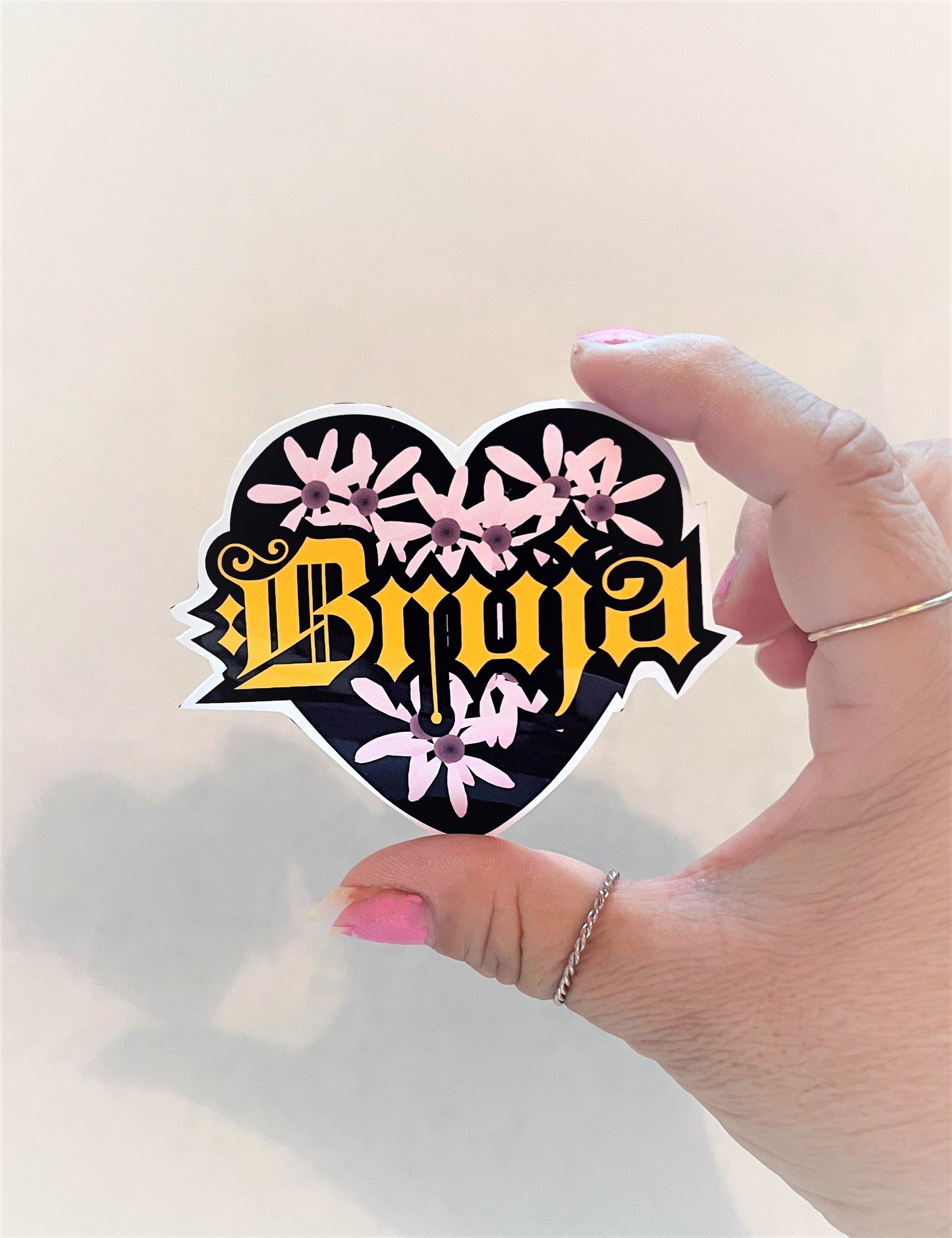 BRUJA HEART FLOWERS Sticker Label Glossy Weather proof 3" Stickers label
