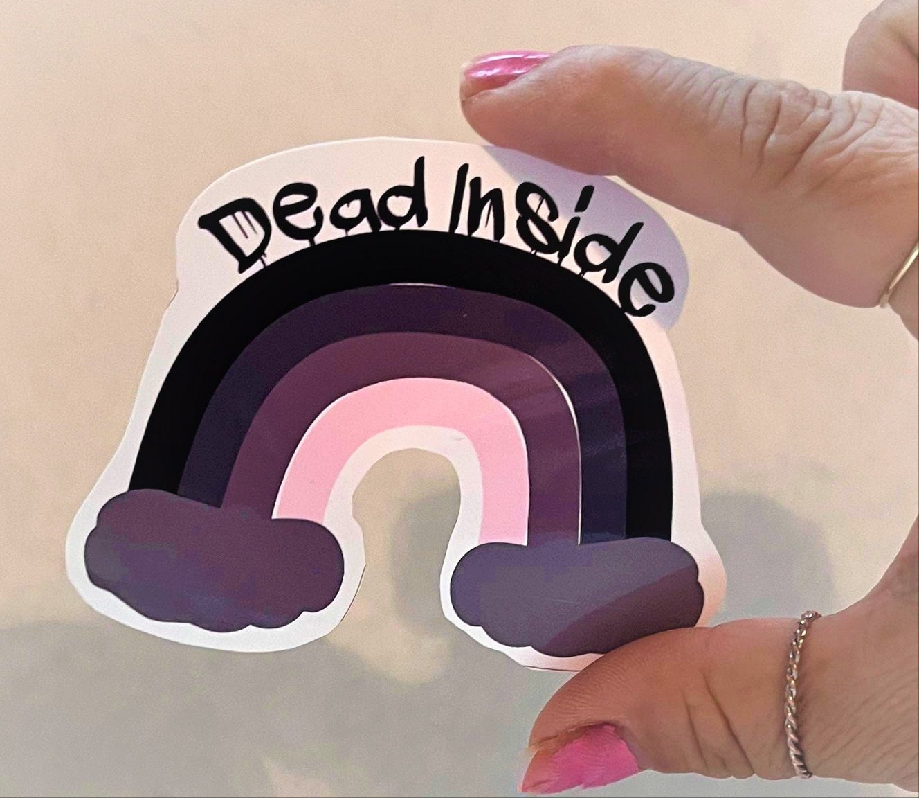 DEAD INSIDE RAINBOW Sticker Label Glossy Weather proof 3" Stickers