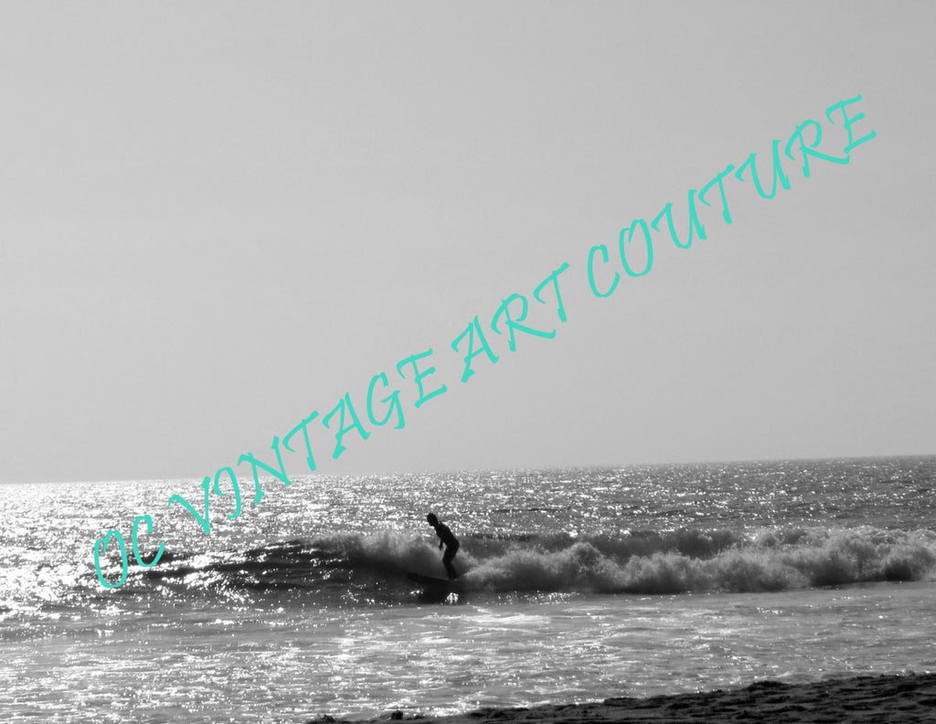 BLACK WHITE Newport Beach California SURFER  relaxed natural picture of the Pacific Ocean in Orange County