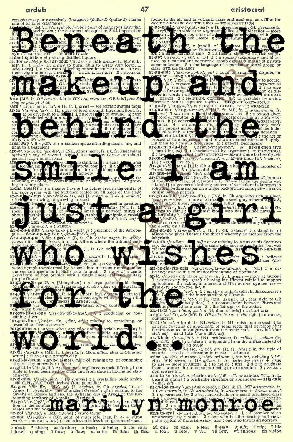 MARILYN MONROE 5 Instant Download Quotes on Dictionary 1956 jpg page Mixed Media