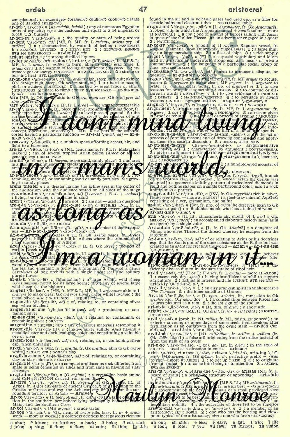 MARILYN MONROE 5 Instant Download Quotes on Dictionary 1956 jpg page Mixed Media