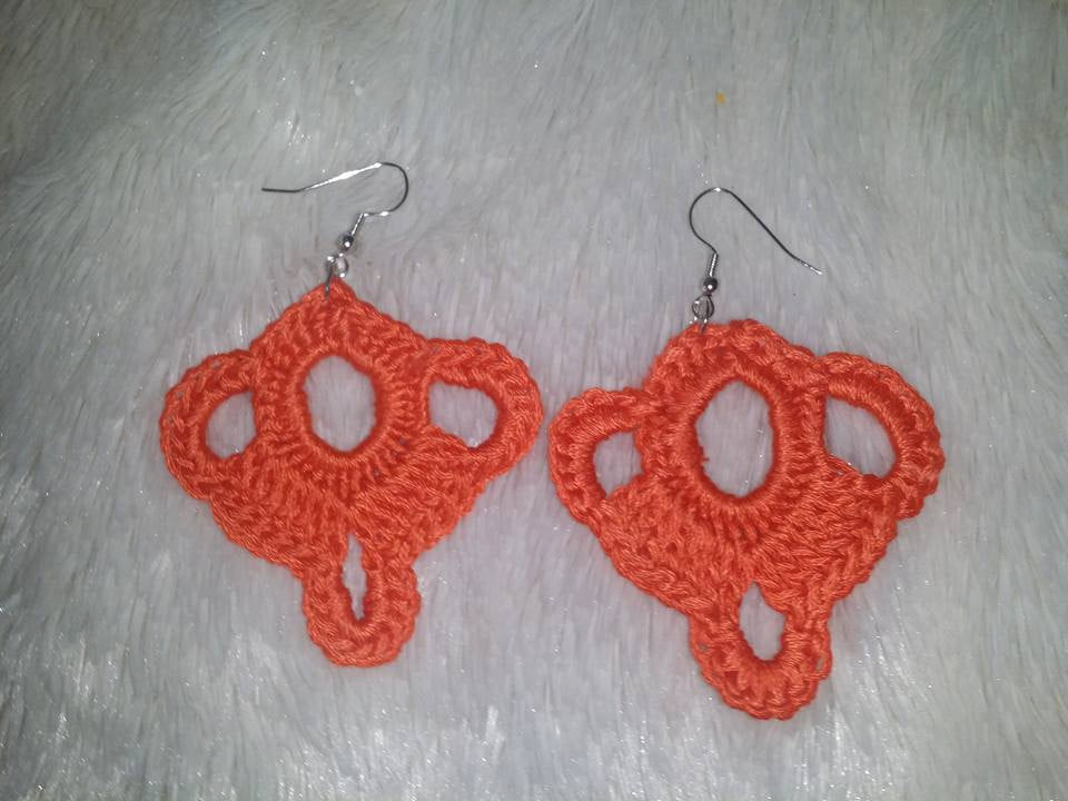 1 Pair CROCHET Dangle EARRINGS Hand made Yarn earrings